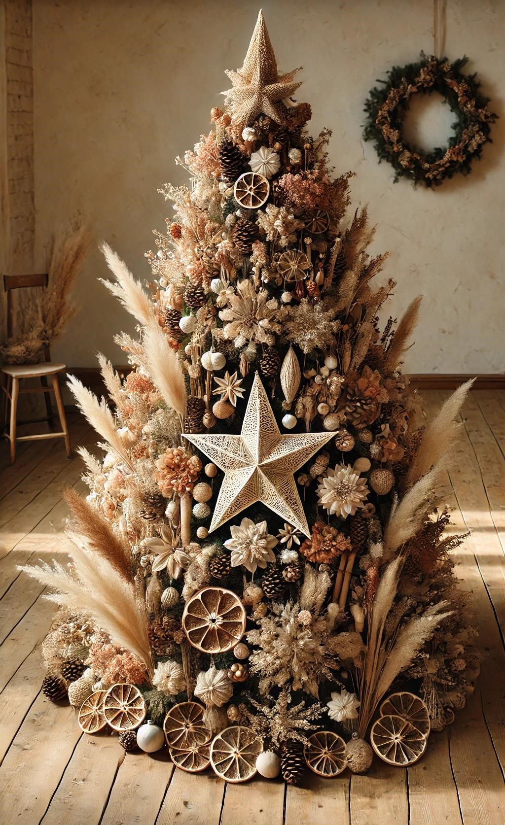 Decorated Christmas Tree Dried Flowers