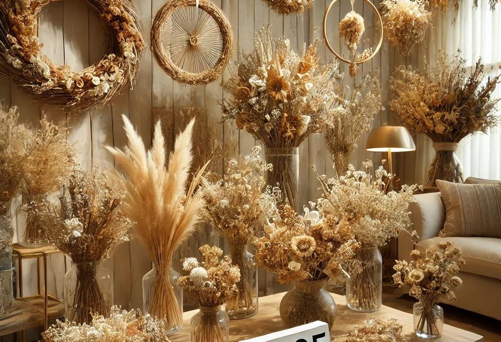 Elegant dried flower arrangements