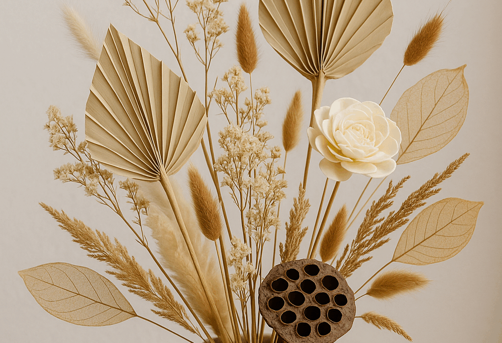 Dried flower arrangement in vase