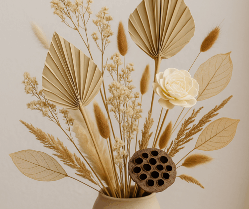 Dried flower arrangement in vase