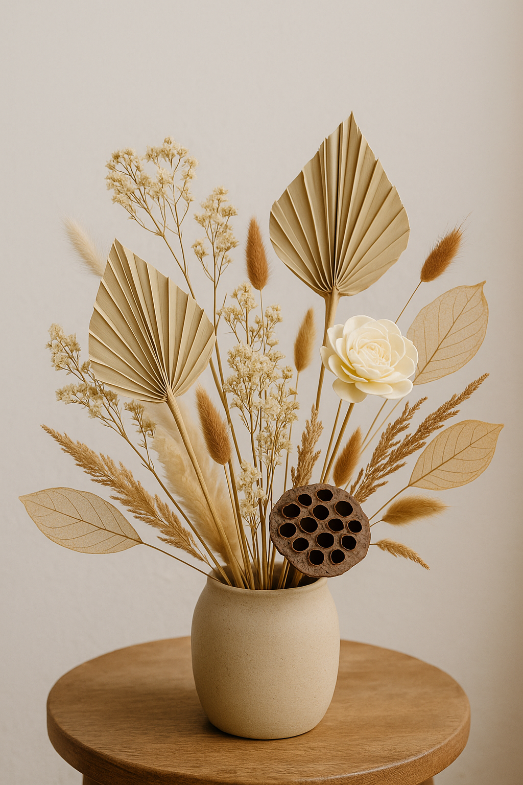 Dried flower arrangement in vase